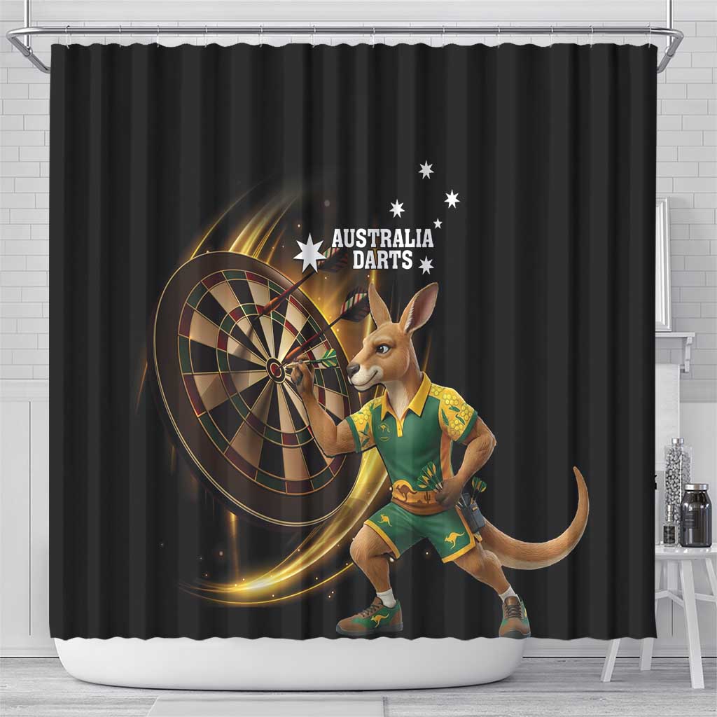 Australia Kangaroo Mascot Darts Shower Curtain Black Edition
