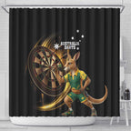 Australia Kangaroo Mascot Darts Shower Curtain Black Edition