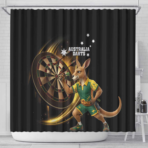 Australia Kangaroo Mascot Darts Shower Curtain Black Edition