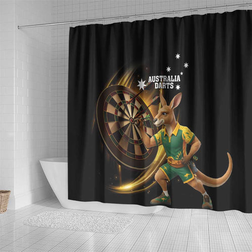 Australia Kangaroo Mascot Darts Shower Curtain Black Edition