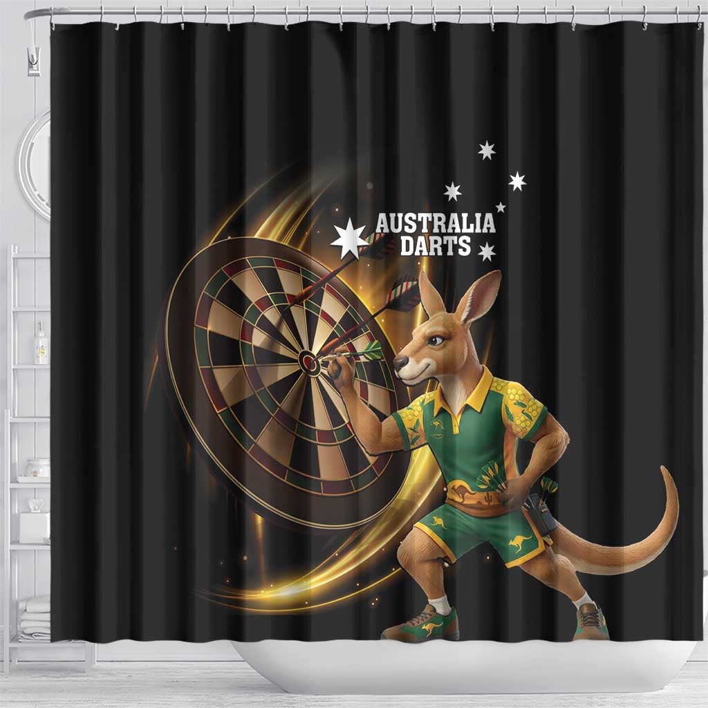 Australia Kangaroo Mascot Darts Shower Curtain Black Edition