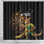Australia Kangaroo Mascot Darts Shower Curtain Black Edition
