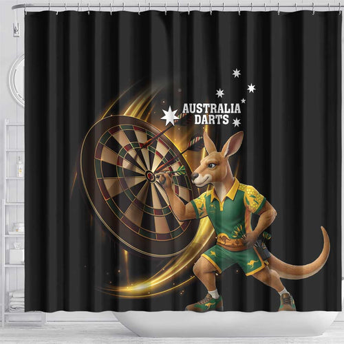 Australia Kangaroo Mascot Darts Shower Curtain Black Edition