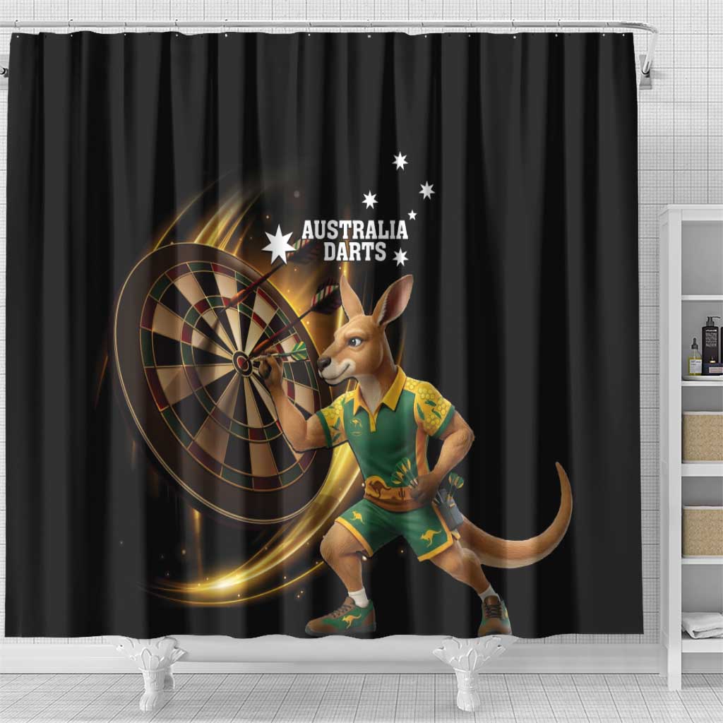 Australia Kangaroo Mascot Darts Shower Curtain Black Edition