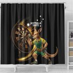 Australia Kangaroo Mascot Darts Shower Curtain Black Edition