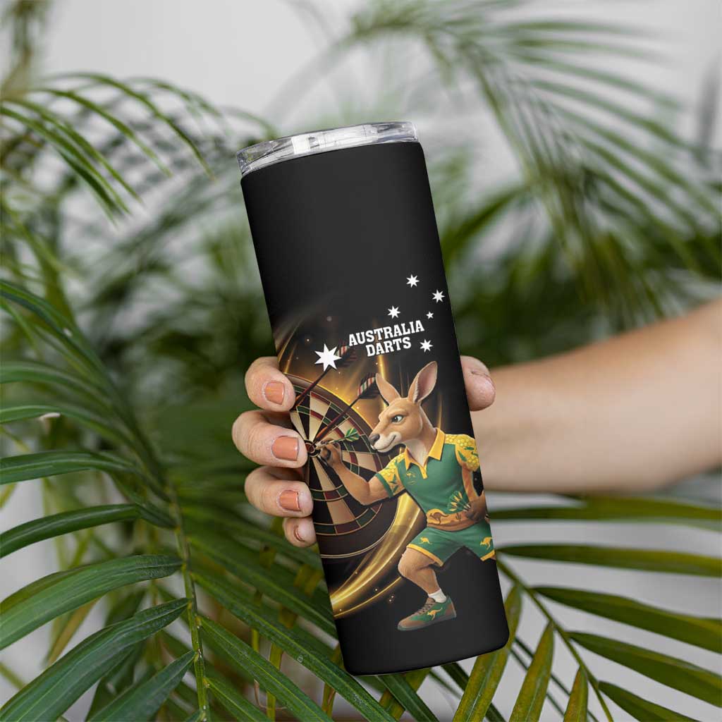 Australia Kangaroo Mascot Darts Skinny Tumbler Black Edition