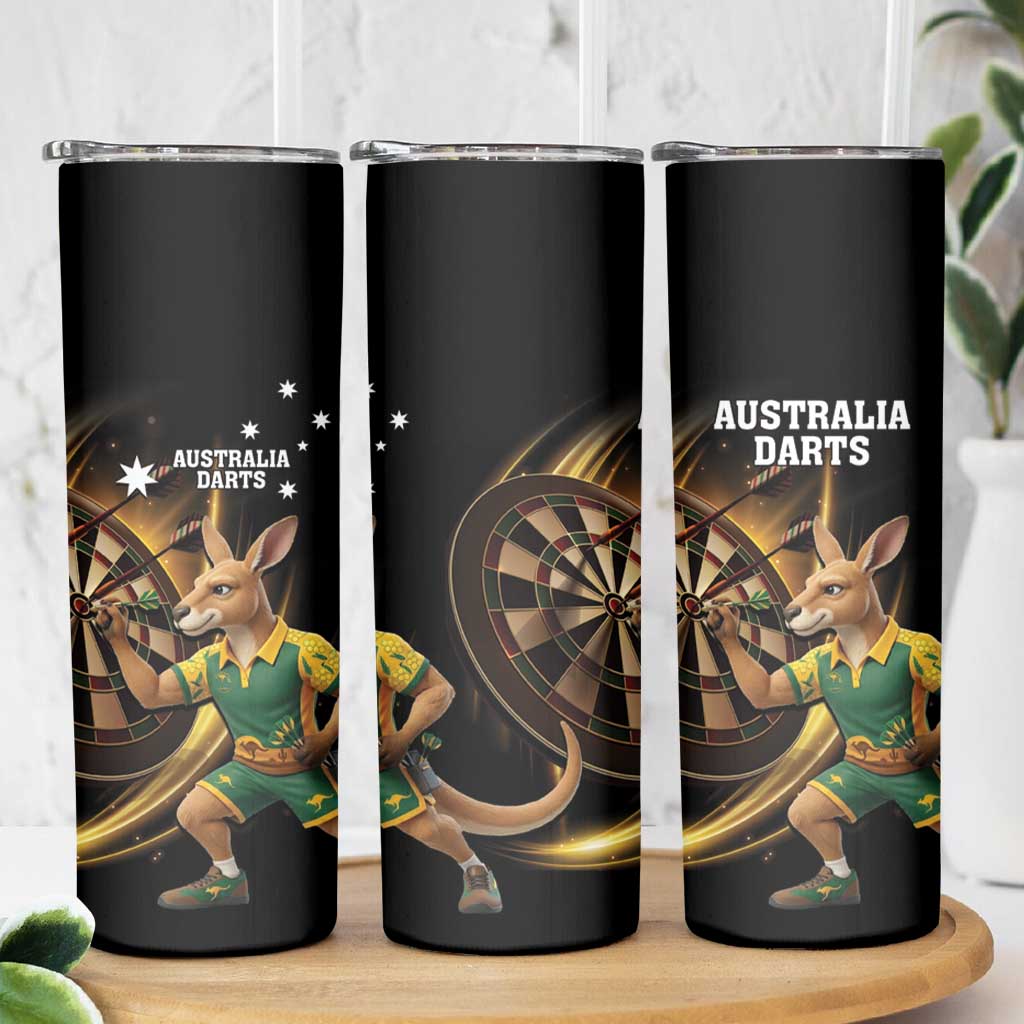 Australia Kangaroo Mascot Darts Skinny Tumbler Black Edition