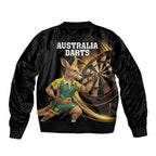 Australia Kangaroo Mascot Darts Sleeve Zip Bomber Jacket Black Edition
