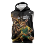 Australia Kangaroo Mascot Darts Sleeveless Hoodie Black Edition