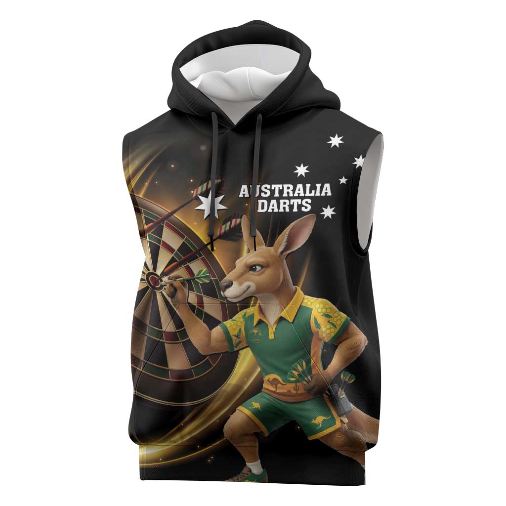 Australia Kangaroo Mascot Darts Sleeveless Hoodie Black Edition