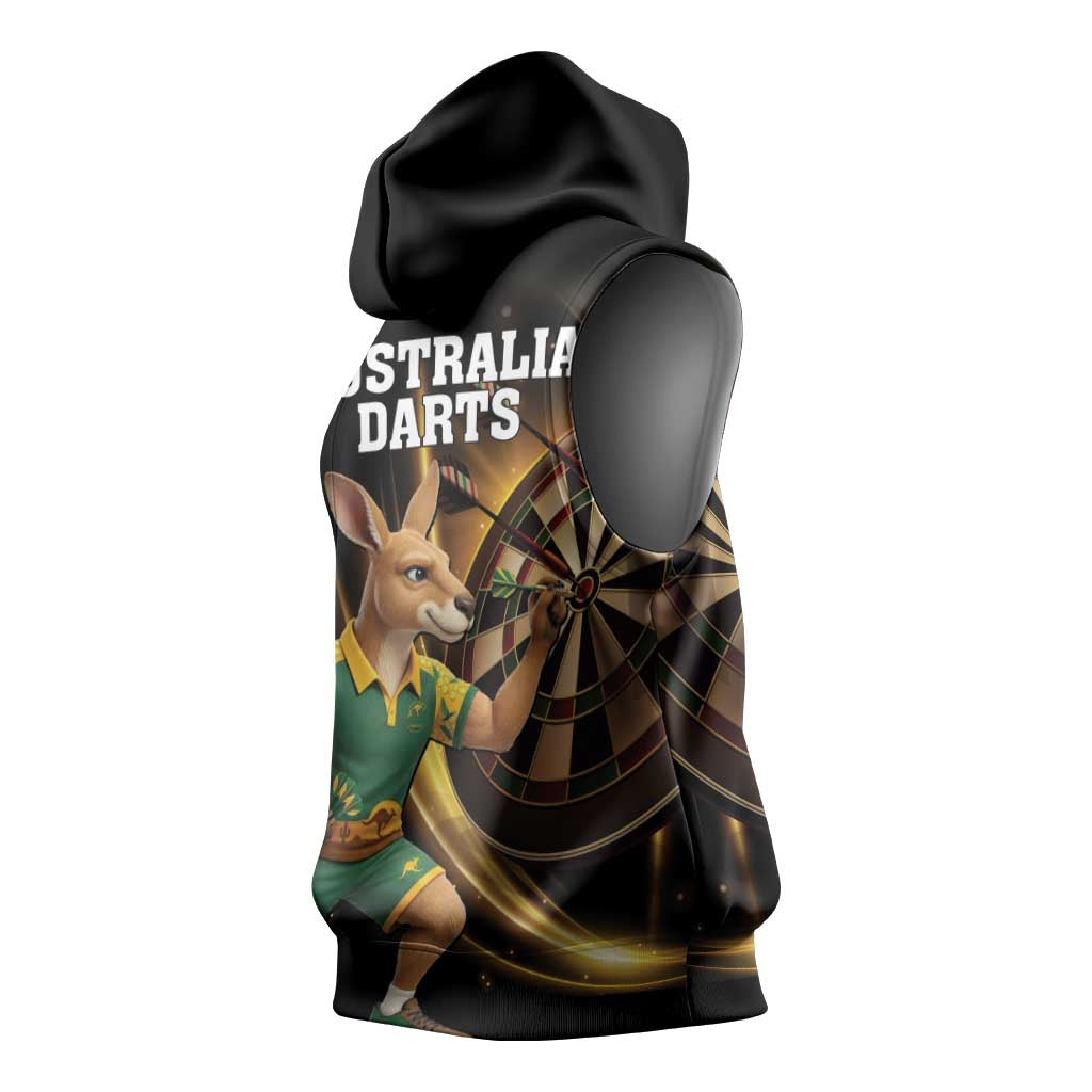 Australia Kangaroo Mascot Darts Sleeveless Hoodie Black Edition