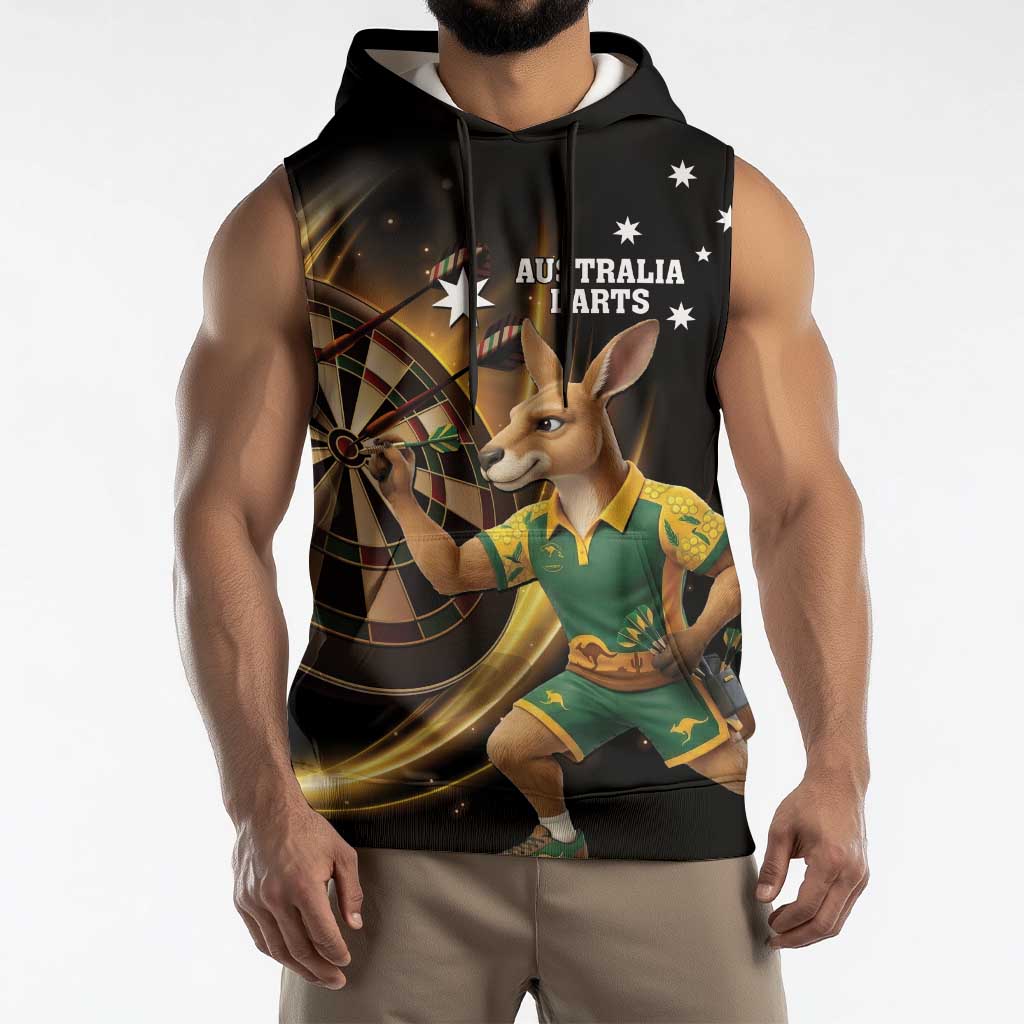 Australia Kangaroo Mascot Darts Sleeveless Hoodie Black Edition