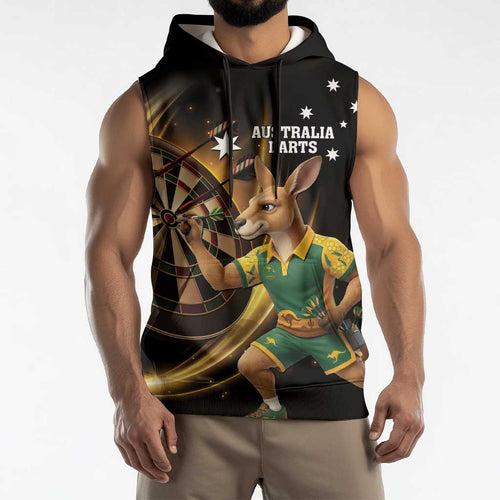 Australia Kangaroo Mascot Darts Sleeveless Hoodie Black Edition