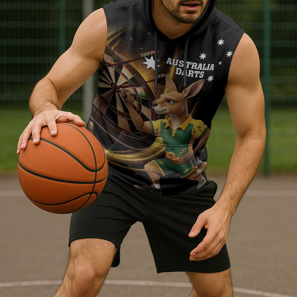 Australia Kangaroo Mascot Darts Sleeveless Hoodie Black Edition