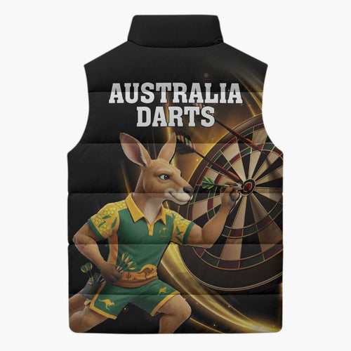 Australia Kangaroo Mascot Darts Sleeveless Puffer Jacket Black Edition