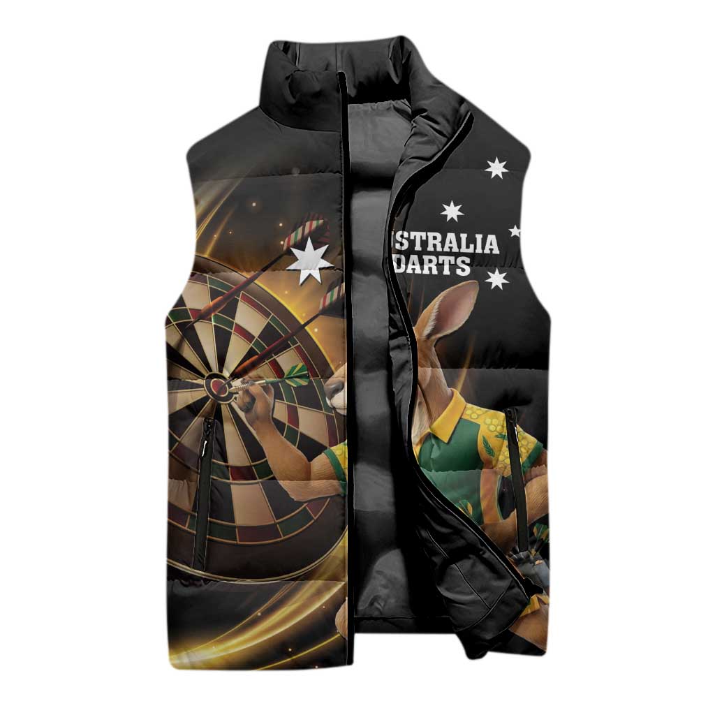 Australia Kangaroo Mascot Darts Sleeveless Puffer Jacket Black Edition