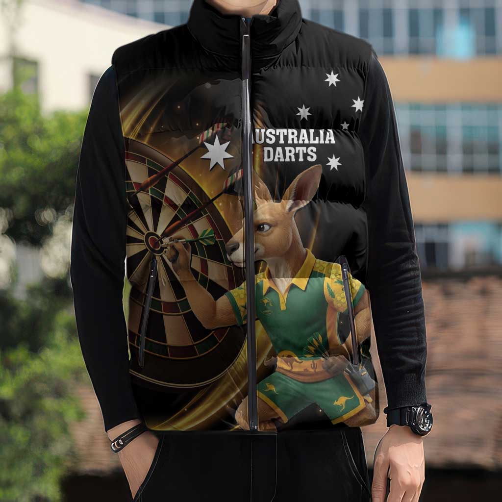 Australia Kangaroo Mascot Darts Sleeveless Puffer Jacket Black Edition