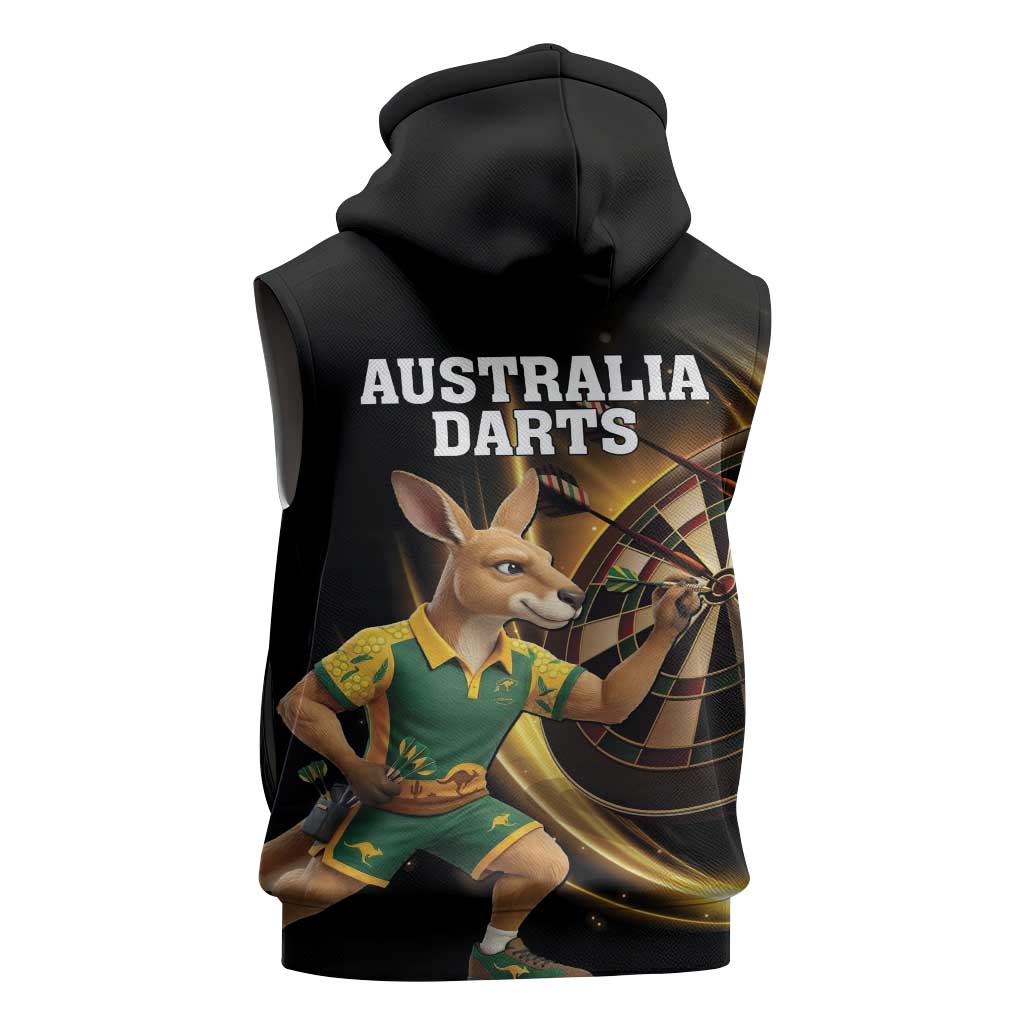 Australia Kangaroo Mascot Darts Sleeveless Zip Hoodie Black Edition