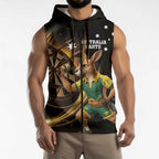 Australia Kangaroo Mascot Darts Sleeveless Zip Hoodie Black Edition