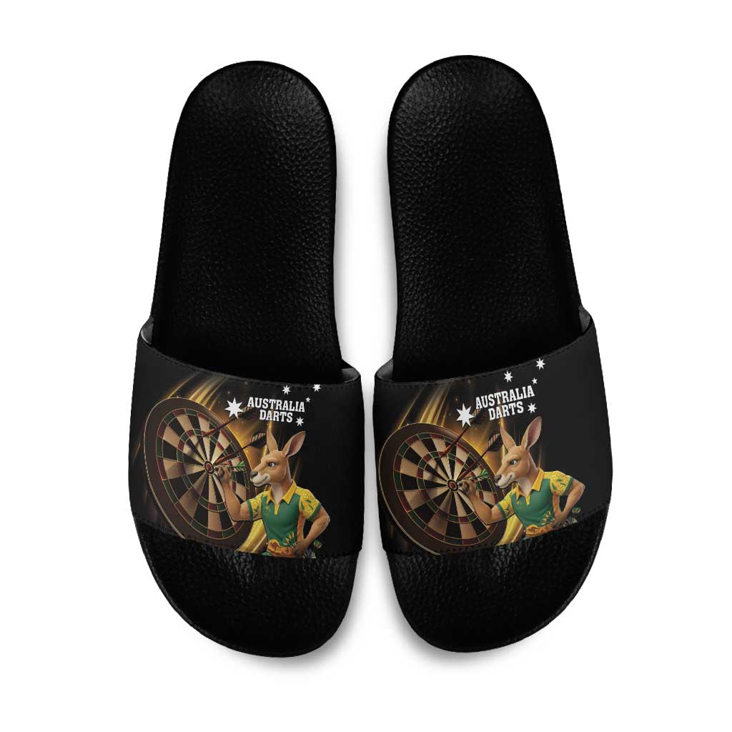 Australia Kangaroo Mascot Darts Slide Sandals Black Edition