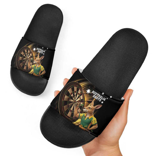 Australia Kangaroo Mascot Darts Slide Sandals Black Edition