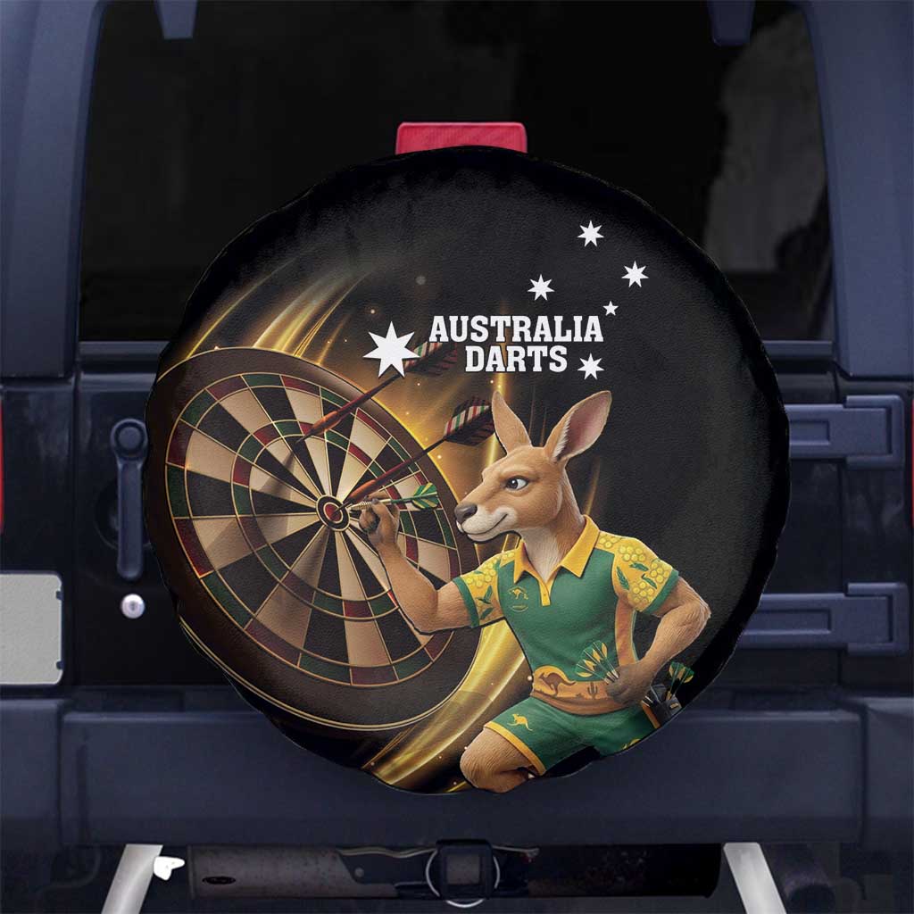 Australia Kangaroo Mascot Darts Spare Tire Cover Black Edition