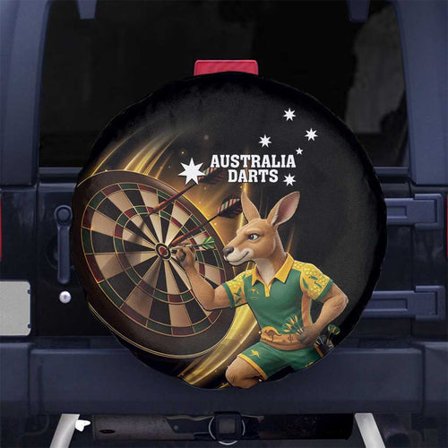 Australia Kangaroo Mascot Darts Spare Tire Cover Black Edition