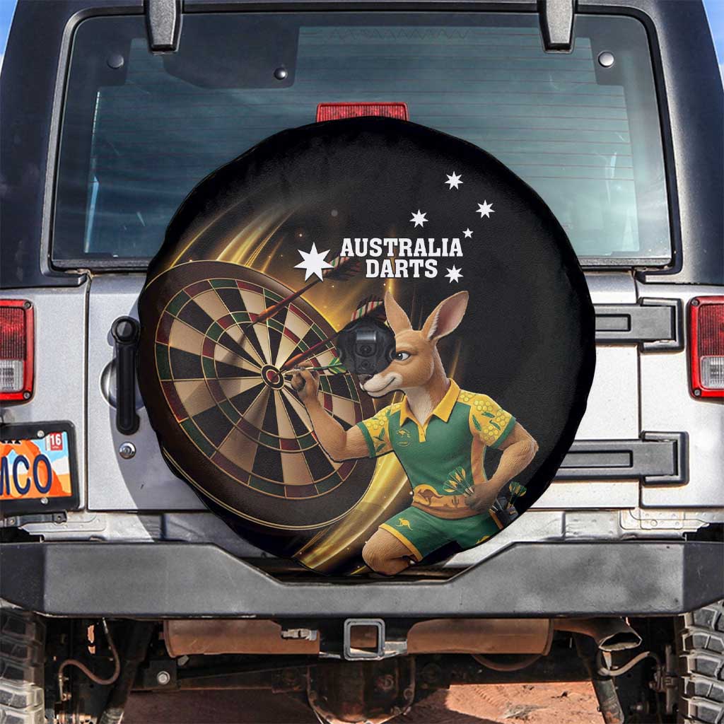 Australia Kangaroo Mascot Darts Spare Tire Cover Black Edition