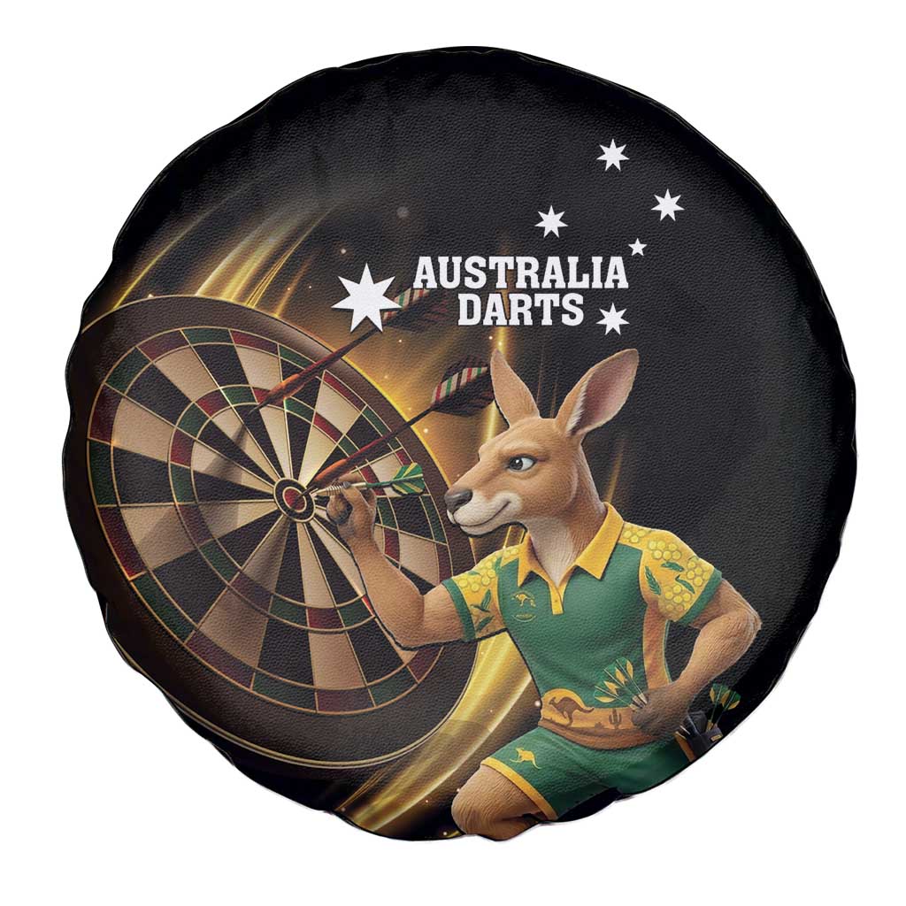 Australia Kangaroo Mascot Darts Spare Tire Cover Black Edition