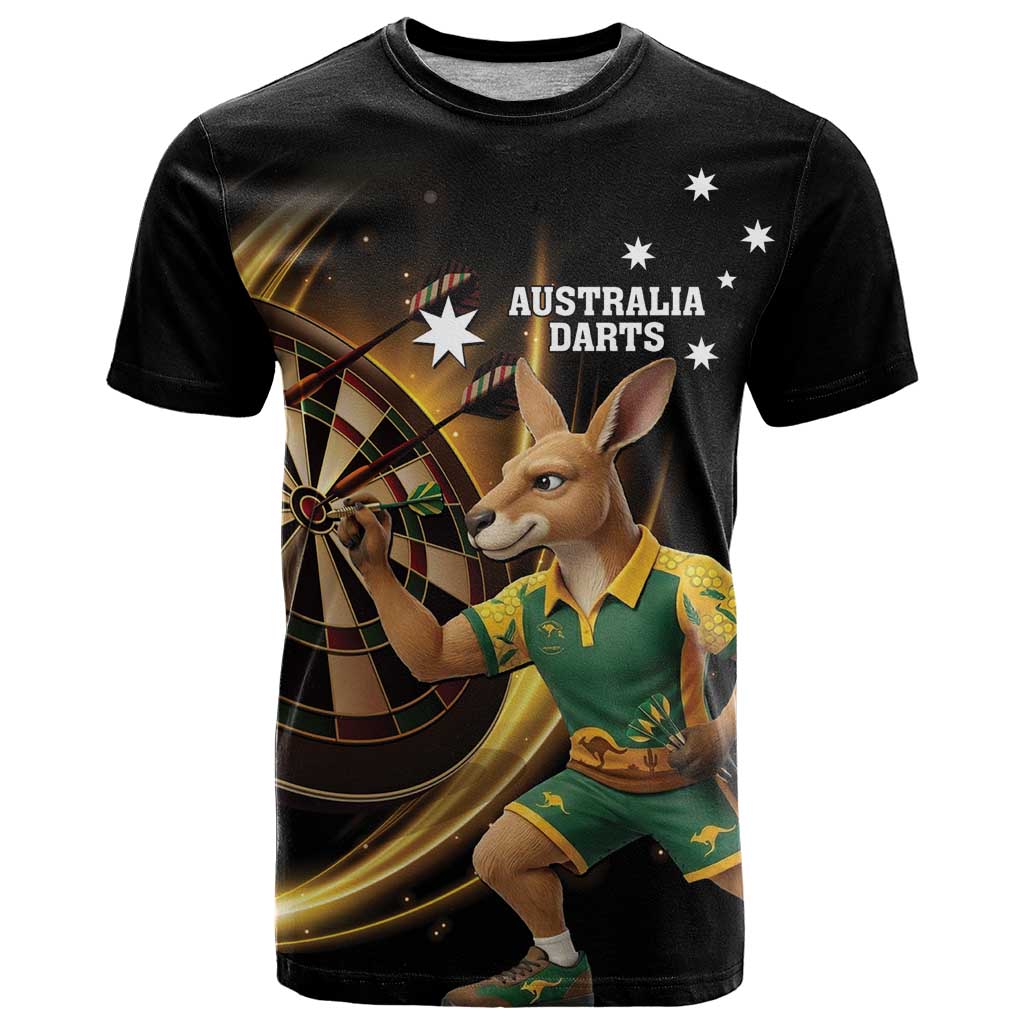 Australia Kangaroo Mascot Darts T Shirt Black Edition
