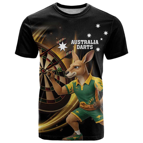 Australia Kangaroo Mascot Darts T Shirt Black Edition