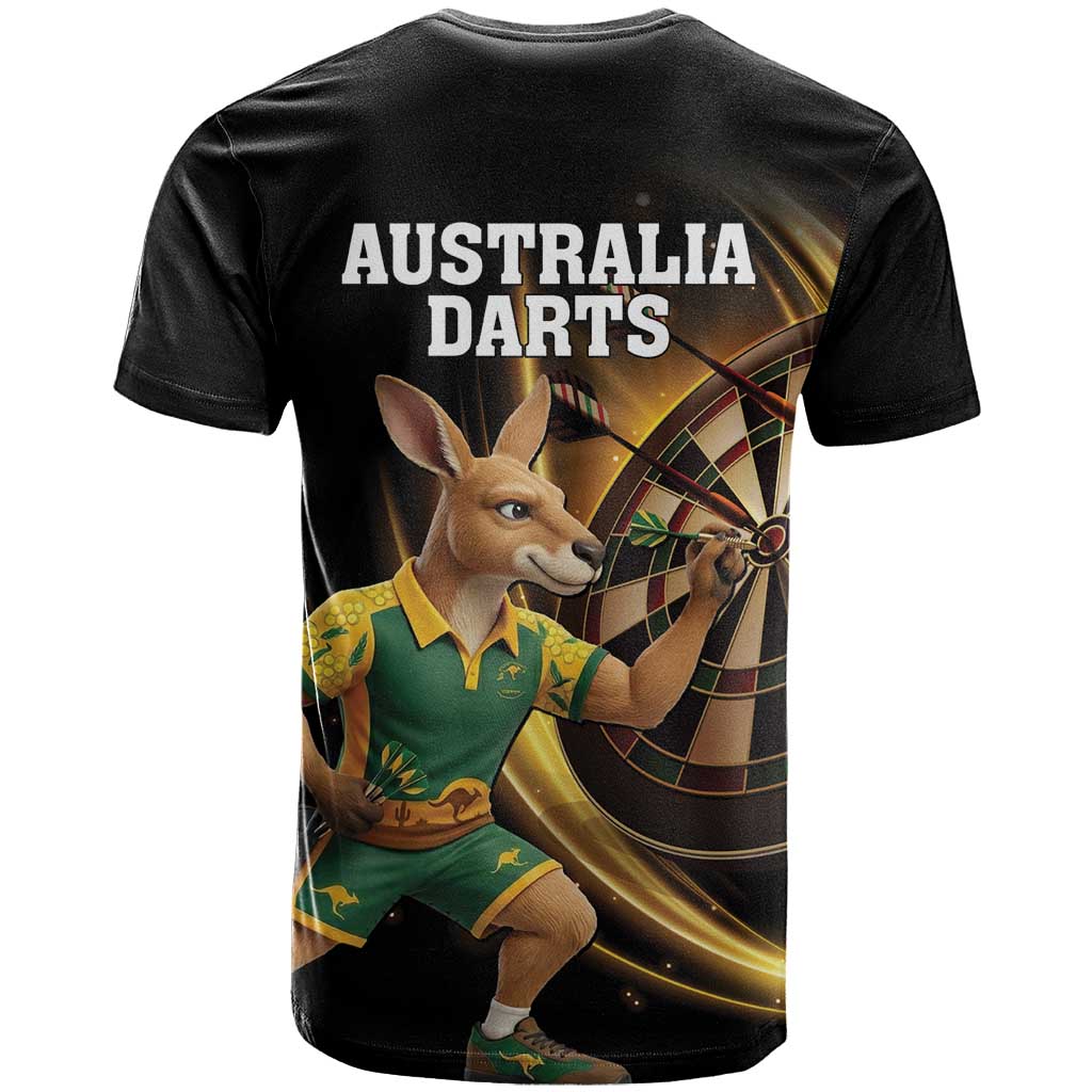 Australia Kangaroo Mascot Darts T Shirt Black Edition