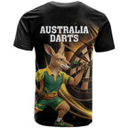 Australia Kangaroo Mascot Darts T Shirt Black Edition