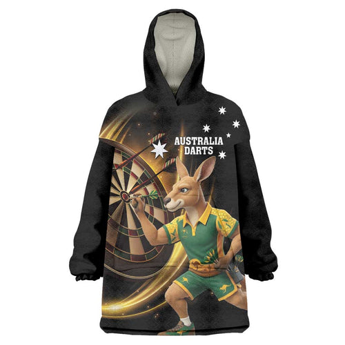 Australia Kangaroo Mascot Darts Wearable Blanket Hoodie Black Edition