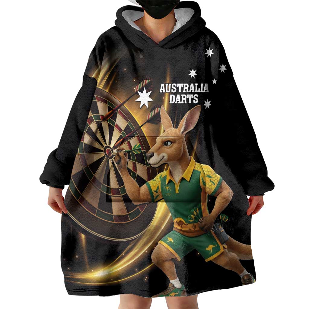Australia Kangaroo Mascot Darts Wearable Blanket Hoodie Black Edition