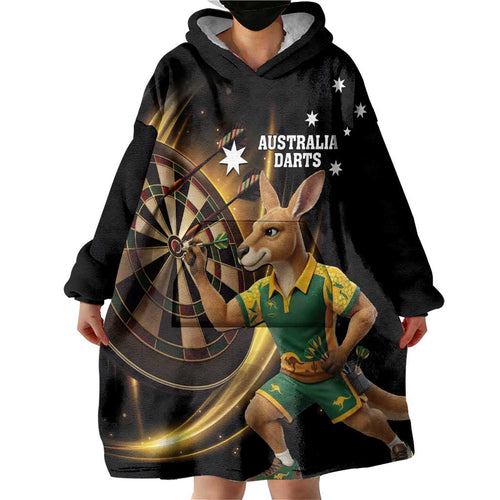 Australia Kangaroo Mascot Darts Wearable Blanket Hoodie Black Edition