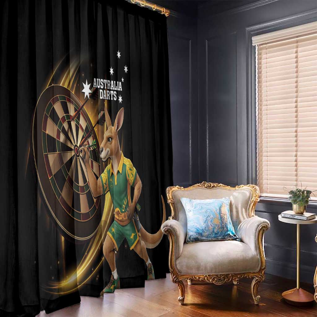 Australia Kangaroo Mascot Darts Window Curtain Black Edition