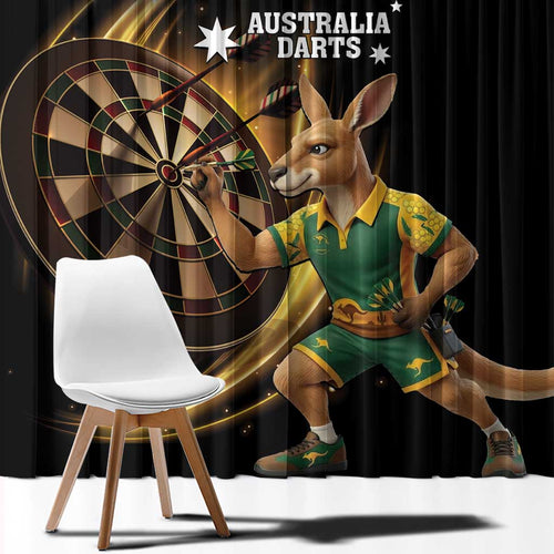 Australia Kangaroo Mascot Darts Window Curtain Black Edition