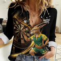 Australia Kangaroo Mascot Darts Women Casual Shirt Black Edition
