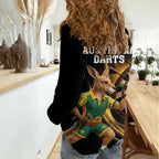 Australia Kangaroo Mascot Darts Women Casual Shirt Black Edition