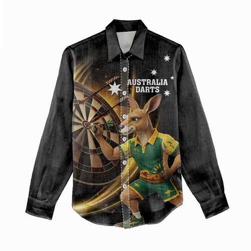 Australia Kangaroo Mascot Darts Women Casual Shirt Black Edition