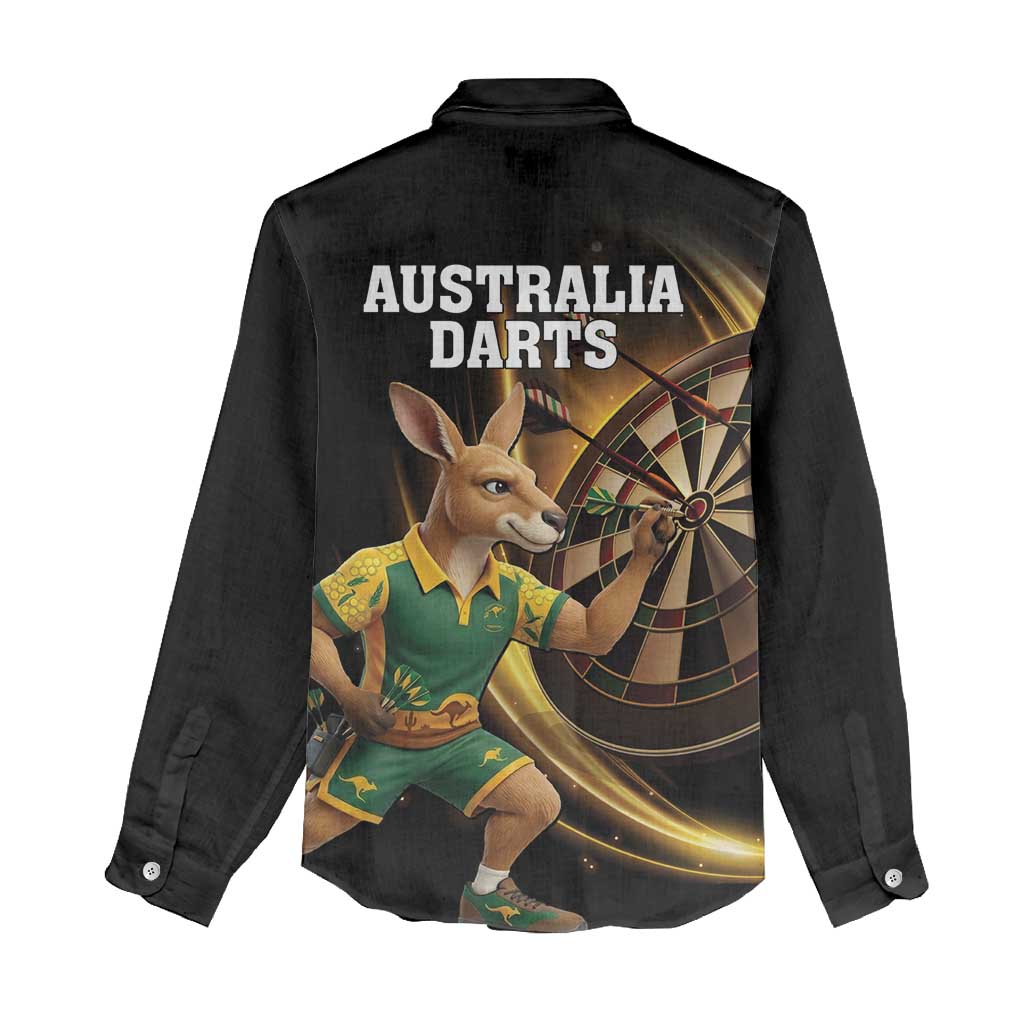 Australia Kangaroo Mascot Darts Women Casual Shirt Black Edition