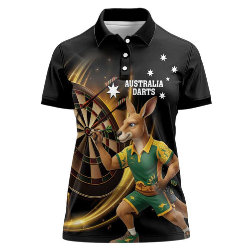 Australia Kangaroo Mascot Darts Women Polo Shirt Black Edition