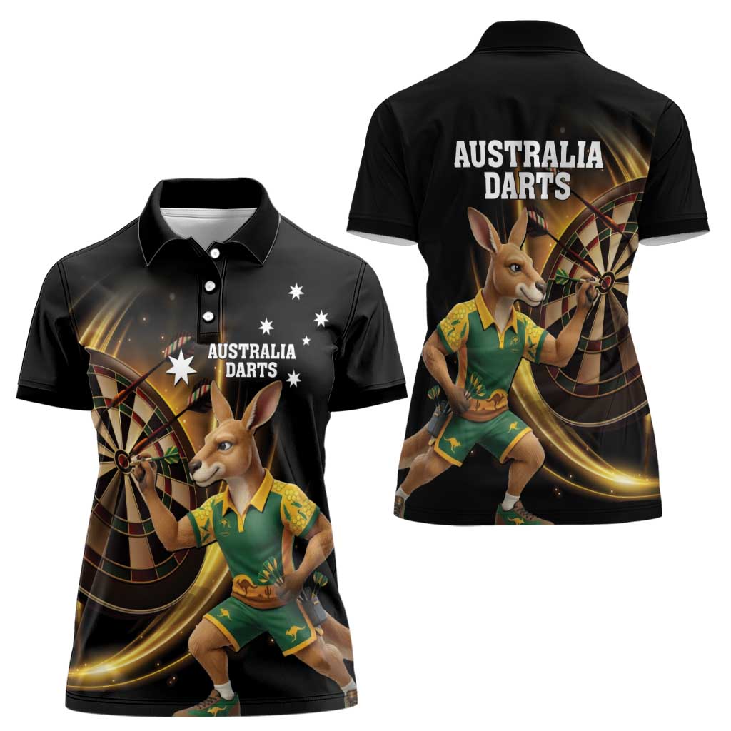 Australia Kangaroo Mascot Darts Women Polo Shirt Black Edition