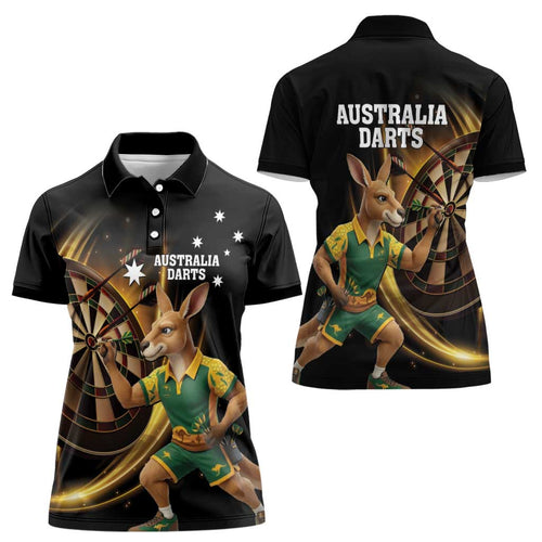 Australia Kangaroo Mascot Darts Women Polo Shirt Black Edition