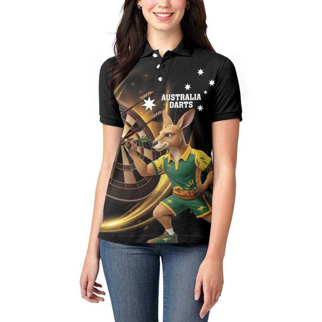 Australia Kangaroo Mascot Darts Women Polo Shirt Black Edition