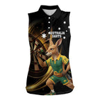 Australia Kangaroo Mascot Darts Women Sleeveless Polo Shirt Black Edition