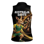 Australia Kangaroo Mascot Darts Women Sleeveless Polo Shirt Black Edition