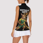 Australia Kangaroo Mascot Darts Women Sleeveless Polo Shirt Black Edition