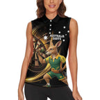 Australia Kangaroo Mascot Darts Women Sleeveless Polo Shirt Black Edition